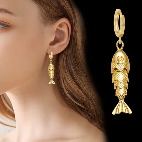 Anthropologie Jewelry - Vintage Golden Fish Earrings